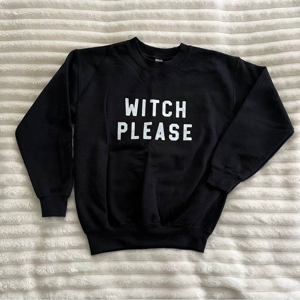 Custom “WITCH PLEASE” Gildan Heavy Blend Fleece Crew • Unisex Youth Small 10/12